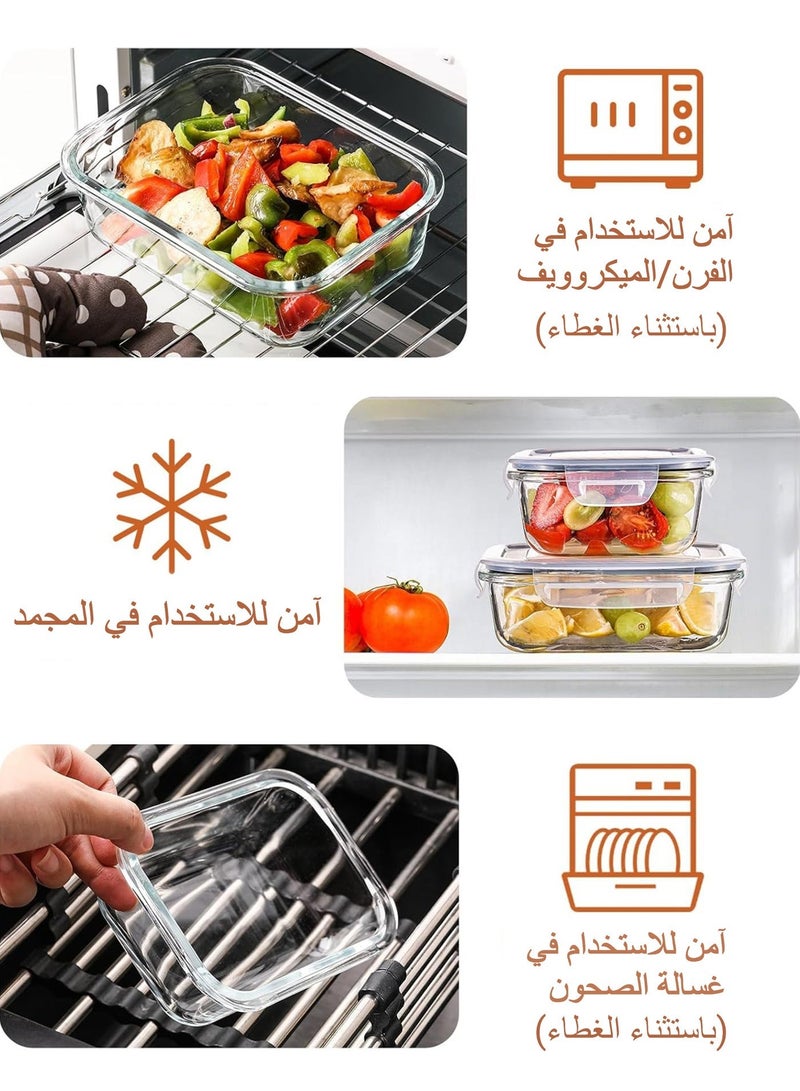 WEMART 8 Pack Glass Food Storage Containers with Airtight Lids, Leak-proof Glass Meal Prep Containers, BPA Free Borosilicate Glass Bento Boxes for Microwave, Oven, Freezer and Dishwasher Safe, Grey - Image 4